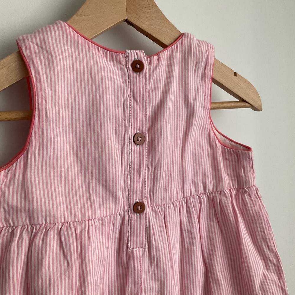 Baby Boden Striped Pink Dress 6-12 Months with Red Floral Embroidery - Picture 5 of 12